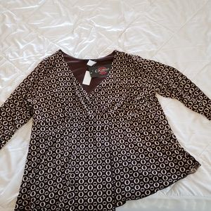 NWT Pullover Blouse - Brown & Cream